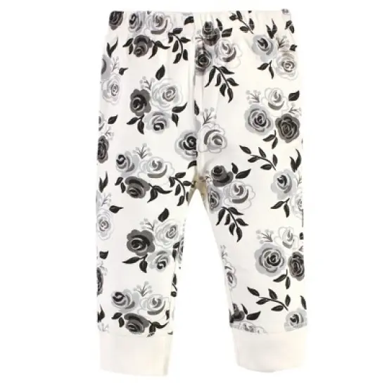 Touched by Nature Baby and Toddler Girl Organic Cotton Pants 4pk, Black Floral image {2}