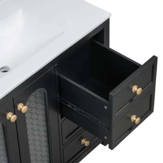 36" Bathroom Vanity with Sink, Solid Wood Cabinet with 2 Soft Close Doors, Adjustable Shelves & 3 Drawers, Modern Elegant Vanity - ModernLuxe image {13}