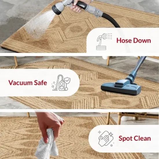 nuLOOM 10' x 12' Outdoor Geometric Area Rug, Stain Resistant, Weather Resistant, High Traffic, Patio, Balcony, Outside,&nbsp;Ranya Light Brown image {8}