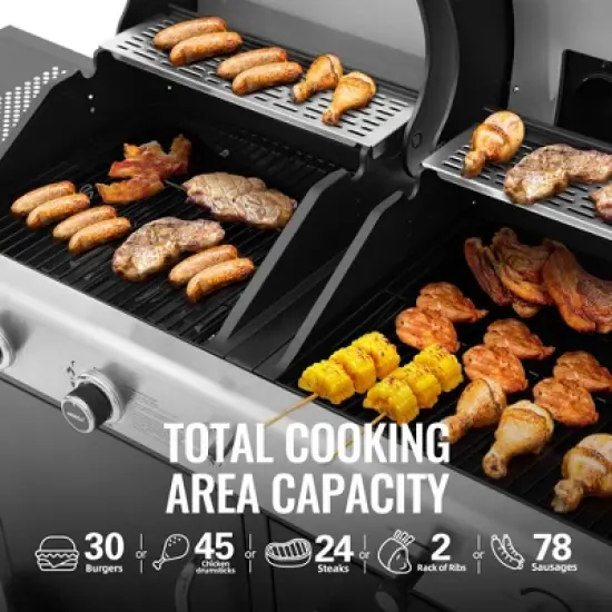 RoyalGourmet 2-Burner Gas and Charcoal Combo Grill with Cover ZH3002CTG Black image {3}