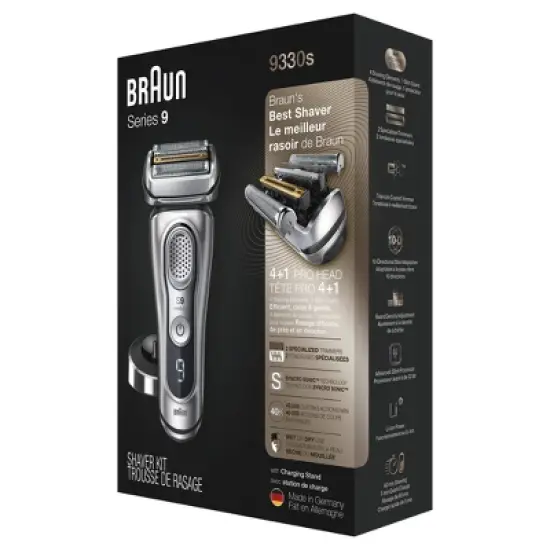 Braun Series 9-9330s Men's Rechargeable Wet & Dry Electric Foil Shaver with Stand image {4}