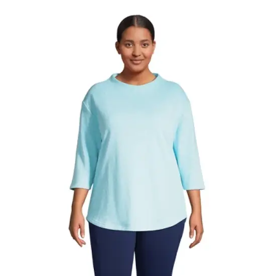 Lands' End Women's Serious Sweats 3/4 Sleeve Funnel Neck Top image {4}