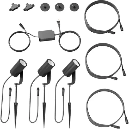 Philips Hue Lily White & Color Outdoor Spot Light Base kit 3-pk image {2}