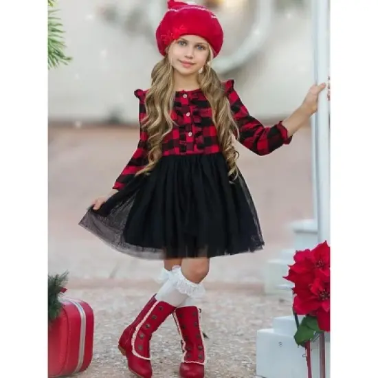 Girls Pretty Plaid Ruffled Tutu Dress - Mia Belle Girls image {3}
