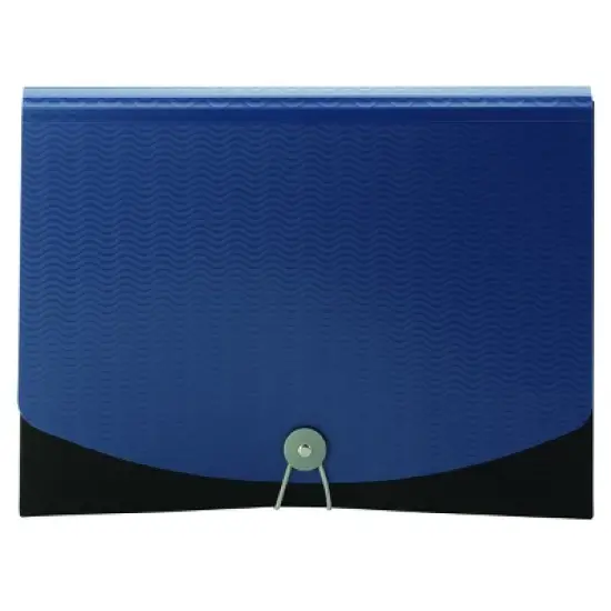 Smead Poly Expanding File, 12 Dividers, Flap and Cord Closure, Letter Size, Wave Pattern Blue/Black (70863) image {3}