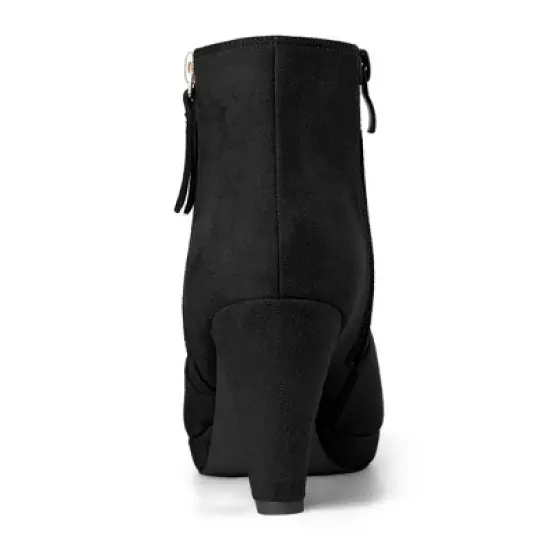 Allegra K Women's Side Zip Low Platform Chunky Heel Ankle Booties image {3}