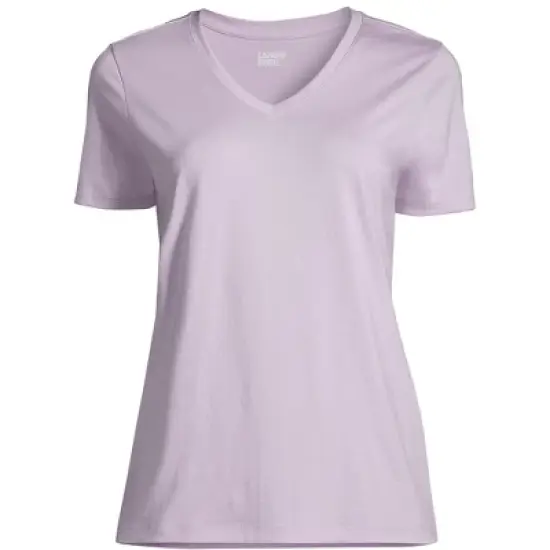 Lands' End Women's Relaxed Supima Cotton Short Sleeve V-Neck T-Shirt image {9}