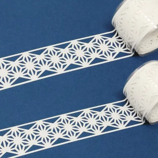 Wrapables Hollow Lace Pattern Masking Tape 2M Length Total (Set of 2), White Geometric image {4}