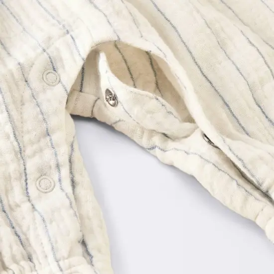 Baby Girls' Striped Gauze Long Legged Romper - Cloud Island&trade; Cream image {3}