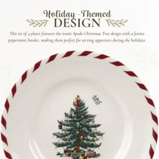 Spode Christmas Tree Peppermint Canape Plates - Set of 4 image {2}