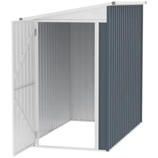 Outsunny Garden Metal Storage Shed, Outdoor Lean to Tool house with Lockable Door, 2 Air Vents & Steel Construction for Backyard, Patio, Lawn, Garage image {3}