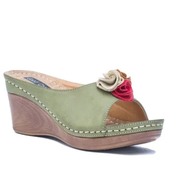 GC Shoes Sydney Flower Comfort Slide Wedge Sandals image {16}