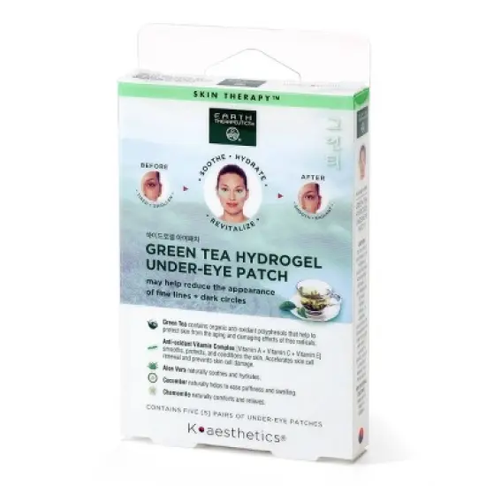Earth Therapeutics Green Tea Hydrogel Under Eye Patches Facial Treatment - 5ct image {7}