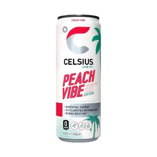 CELSIUS Sparkling Peach Vibe Functional Energy Drink - 4pk/12 fl oz Cans image {1}