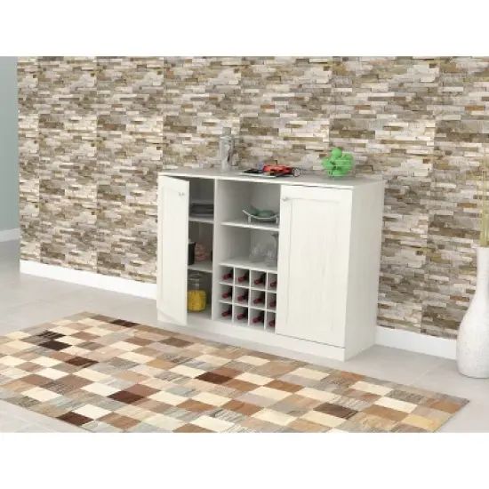 2 Doors Buffet Cabinet White - Inval image {2}