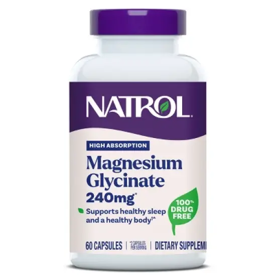 Natrol High Absorption Magnesium Glycinate 240mg Capsules for Healthy Sleep and Body - 30ct image {7}