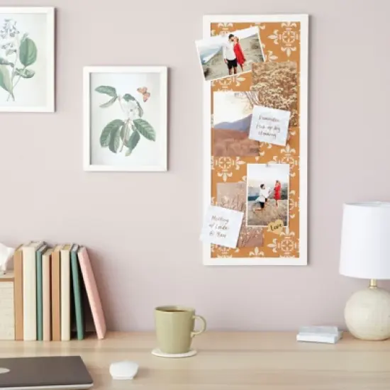 Juvale Decorative Cork Boards for Walls, Framed Tack Bulletin Board with White Border and Floral Print for Bedroom Wall Decor, Dorm Room, 10 x 24 in image {3}