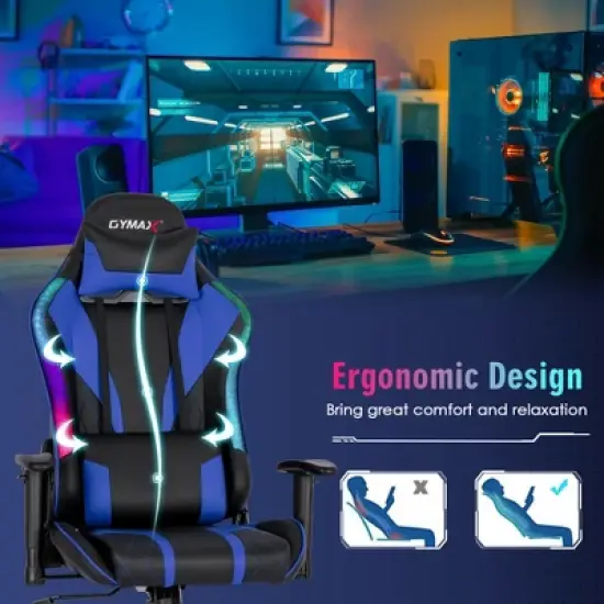 Costway Gaming Chair Adjustable Swivel Computer Chair w/ Dynamic LED Lights image {6}