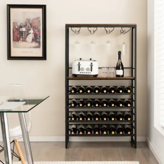 MOEPISY Freestanding Wine Rack with 4 Tier Wine Storage image {2}
