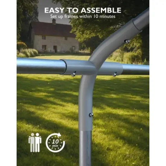 GustoWave Large Metal Chicken Coop, Chicken Run, Outdoor Walk in Poultry Cage with Anti-UV Cover and Waterproof, Silver image {4}