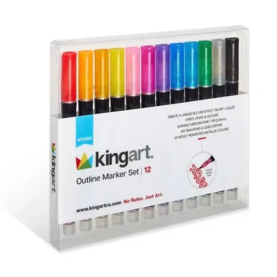 KINGART Outline Markers 12 Metallic Colors image {8}