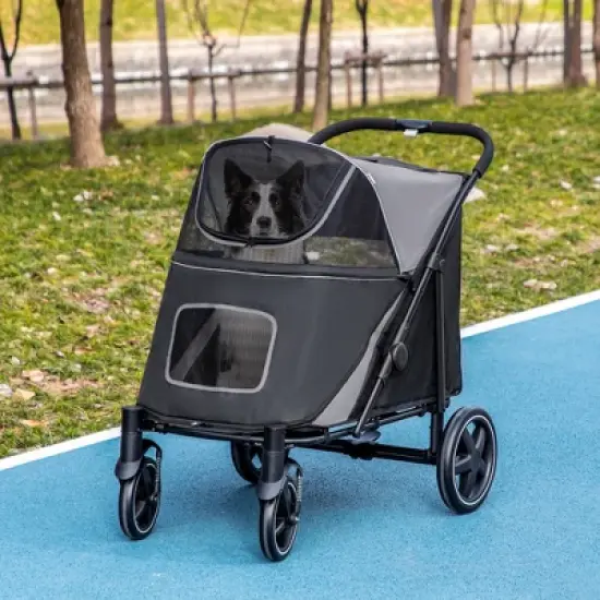 PawHut One-Click Foldable Large Doggy Stroller for Medium Dogs & Large Dogs, Pet Stroller with Storage, Dog Accessories, Dog Walking Stroller image {1}