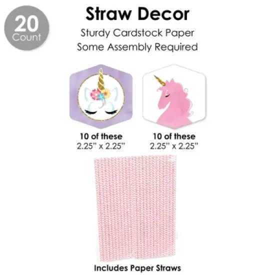 Big Dot of Happiness Rainbow Unicorn - Magical Unicorn Baby Shower or Birthday Party Favors and Cupcake Kit - Fabulous Favor Party Pack - 100 Pieces image {6}