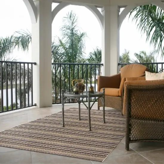 7' x 10' Lake Stripe Outdoor Rug Navy - Threshold&trade; image {3}