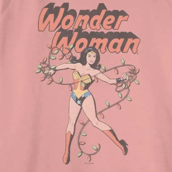 Junior's Wonder Woman Christmas Lights Sweatshirt image {1}