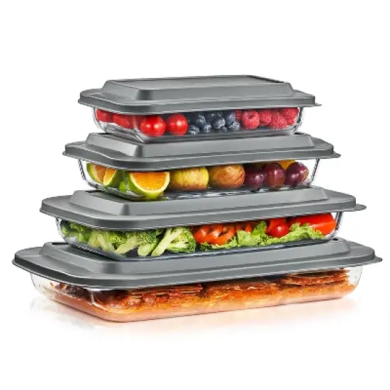 Sorbus 8-Piece Deep Glass Baking Dish Set with Lids - Versatile, Durable, Oven-Safe, & Dishwasher-Safe for Easy Baking, Storing, & Serving image {7}