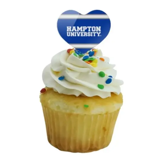 Hampton University HU Stripes Heart Love Cupcake Picks Toppers Decoration Set of 6 image {4}