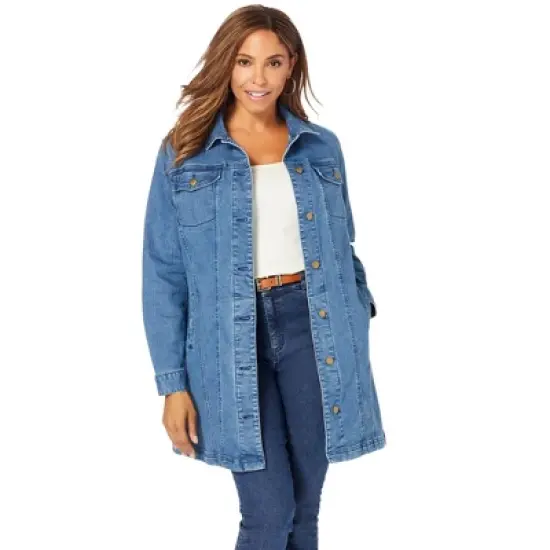 Jessica London Women&rsquo;s Plus Size Long Denim Jacket image {4}