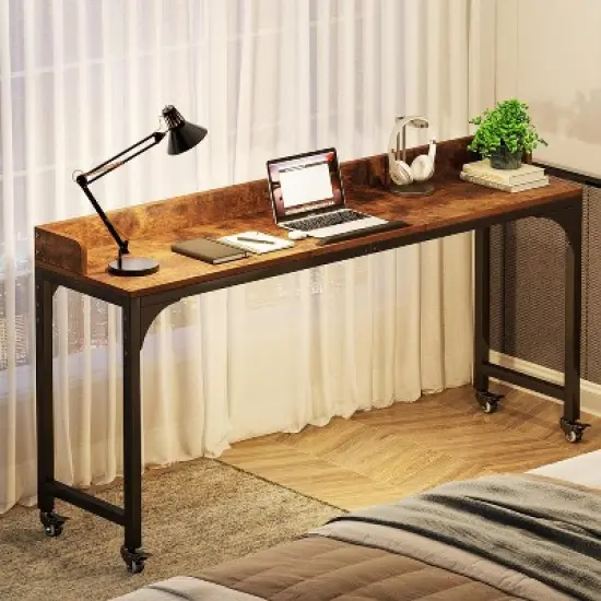 Tribesigns Queen Size Overbed Table, Over Bed Desk with Adjustable Tilt Stand, Mobile Laptop Cart Computer Desk for Home and Hospital image {7}