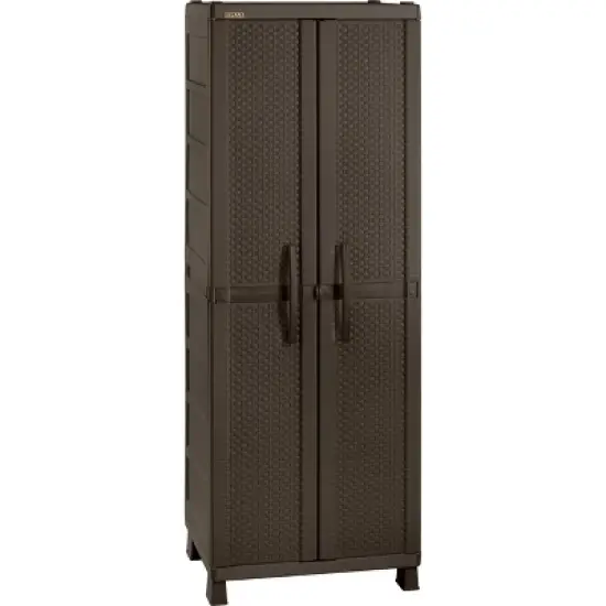 Resin Rattan Wardrobe Cabinet Brown - Inval image {1}