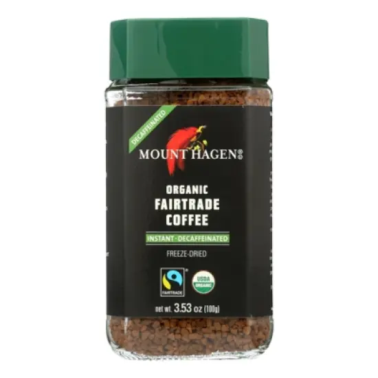 Mount Hagen Organic Fairtrade Instant Decaffeinated Coffee - Case of 6/3.53 oz Jars image {1}