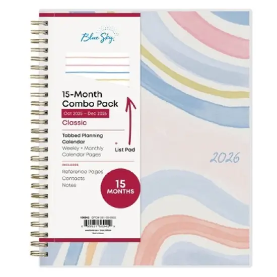 Blue Sky Weekly/Monthly Month Planning Calendar 7"x9" with List Pad Kendrice image {2}