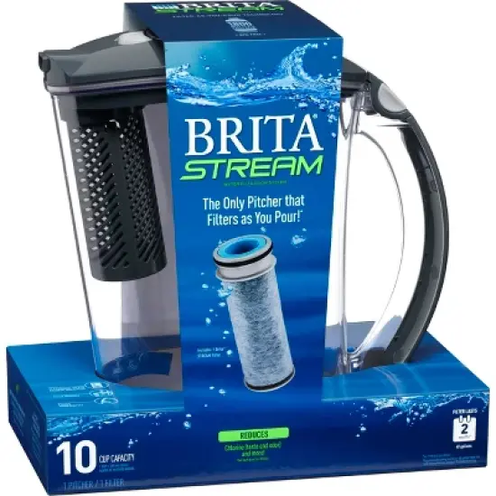 Brita Water Filter 10-Cup Stream Rapids Water Pitcher Dispenser - Gray image {3}