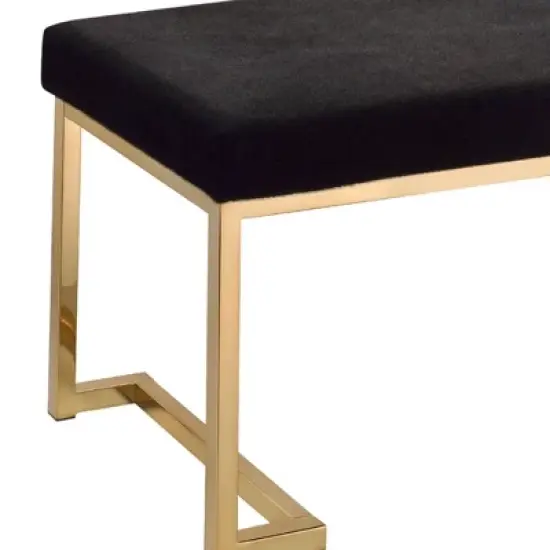 Astonishing Bench Black Fabric/Gold - Benzara image {2}
