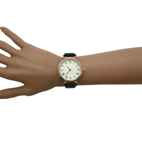 Olivia Pratt Faux Leather Small Roman Numeral Minimalist Women Watch image {3}