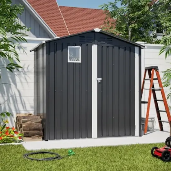 Hrinhom 73"W Metal Outdoor Storage Shed for Backyard Garden Patio Lawn image {10}