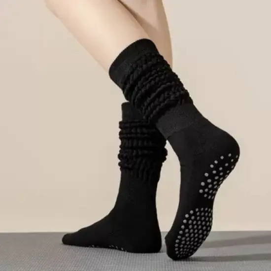 Anna-Kaci Women's 3-Pack Scrunch Grip Socks with Non-Slip Sole Soft Stretch Knit Fabric and Ribbed Ankle Design image {1}