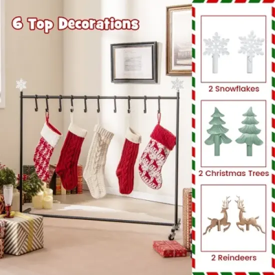 Tangkula Christmas Stocking Holder 46" Metal Stocking Stand with Christmas Decorations Freestanding Stocking Hanger Clothes Rack w/ 10 Hooks image {5}