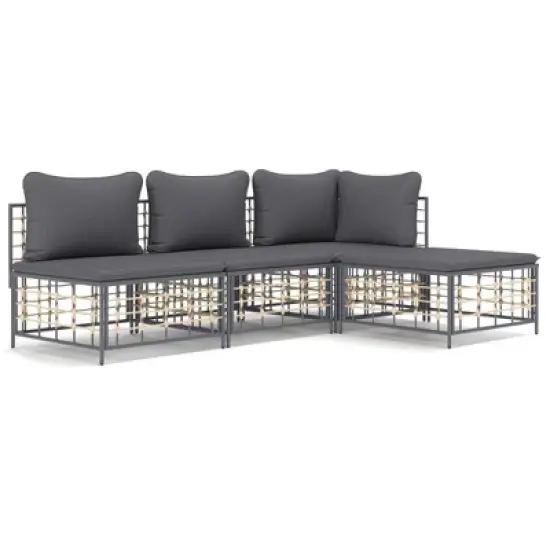 vidaXL Garden Lounge Set Anthracite Poly rattan Medium Modular image {9}
