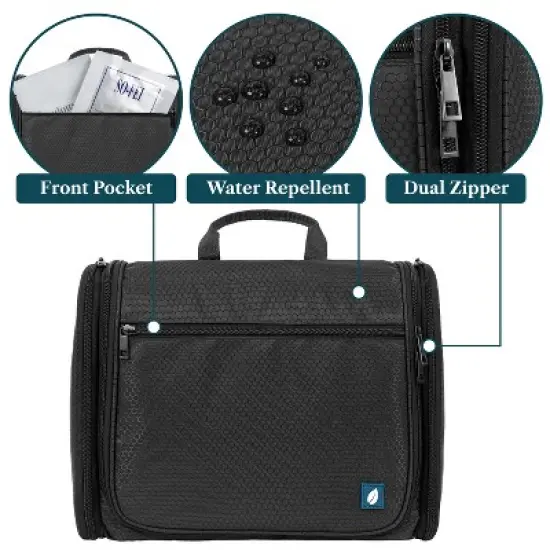 PAVILIA Large Hanging Toiletry Bag, Travel Women Men Cosmetic Organizer, Water Resistant Makeup Accessories Essentials Kit image {3}