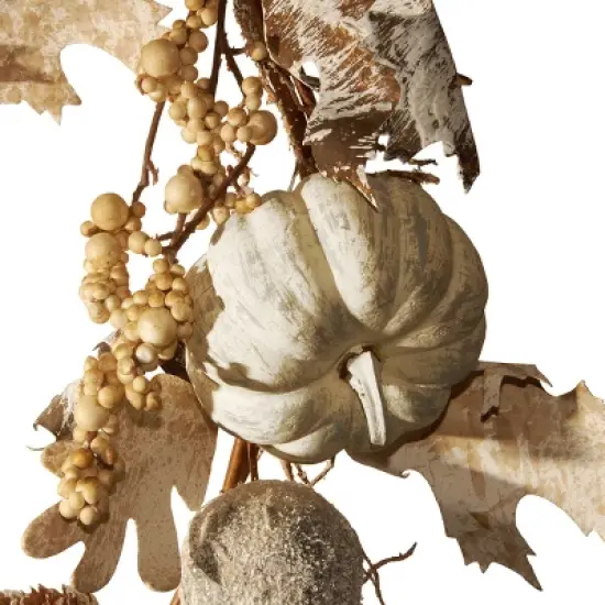National Tree Company Artificial Autumn Garland, White, Made with Pumpkins, Gourds, Maple Leaves, Pinecones, Berry Clusters, Autumn Collection, 6 ft image {3}