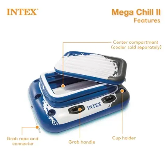 Intex Inflatable Mega Chill II 72 Can Cooler Float and Inflatable Tube (2 Pack) image {5}