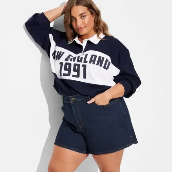 Women's Foundational Curvy Heritage Denim Shorts - Wild Fable&trade; Dark Wash image {4}