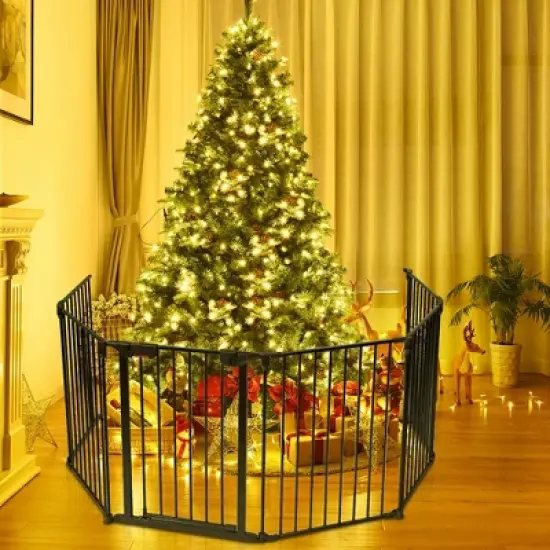 Costway 6 Panel Baby Safe Metal Gate Play Yard Barrier Pet Fence Adjustable image {6}