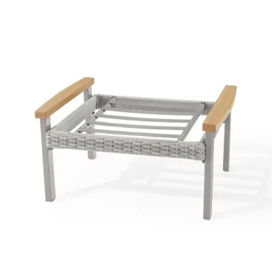 SONGMICS HOME Sencillo Collection - Ottoman, Patio Stool, Footrest, Modern and Transitional Style, Synthetic PE Rattan,Gray and Beige image {7}