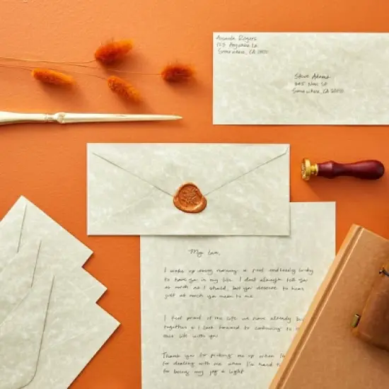 Best Paper Greetings 48-Pack Parchment Envelopes for Letters with Gummed Seal - Decorative Vintage Style Home Stationary Supplies image {1}